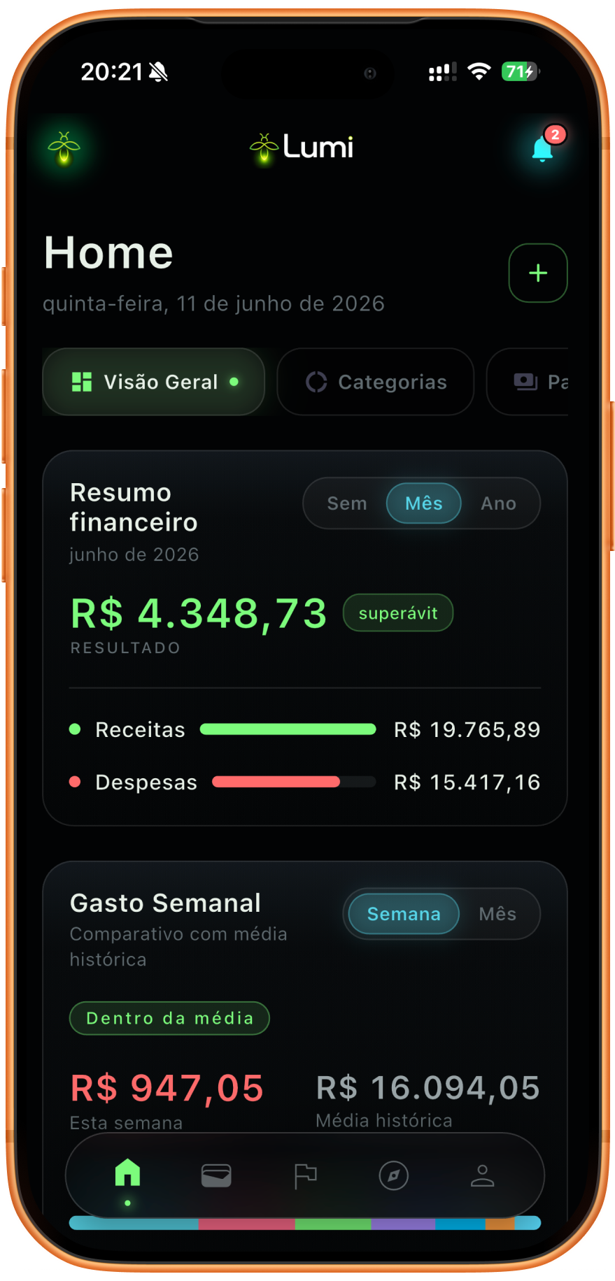 Prévia do Loomi na tela de um iPhone